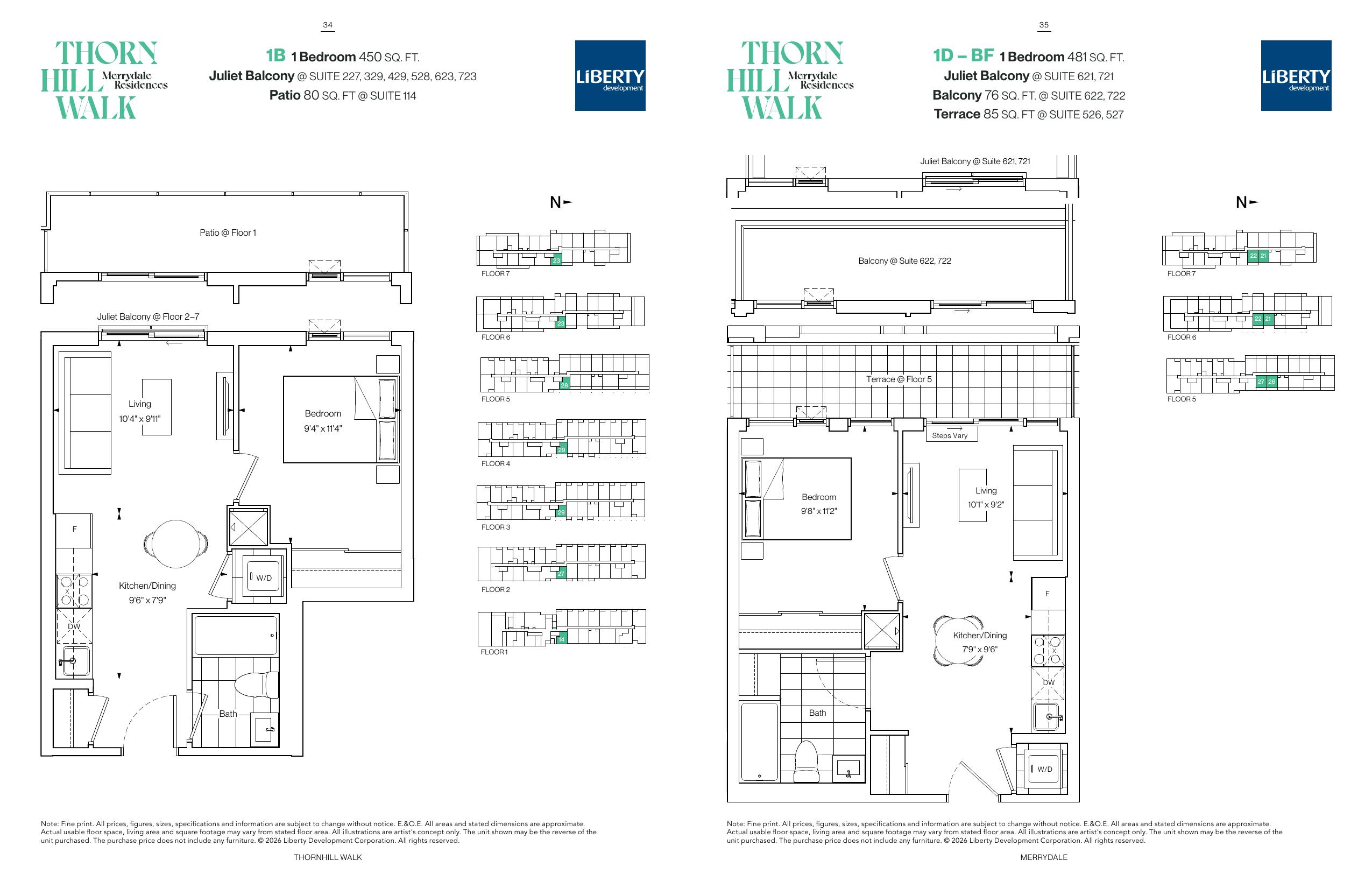 Floor plan page for 1B — 1 Bedroom at Merrydale Residences at Thornhill Walk